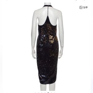 Halston Heritage Black Sequined Cocktail Dress